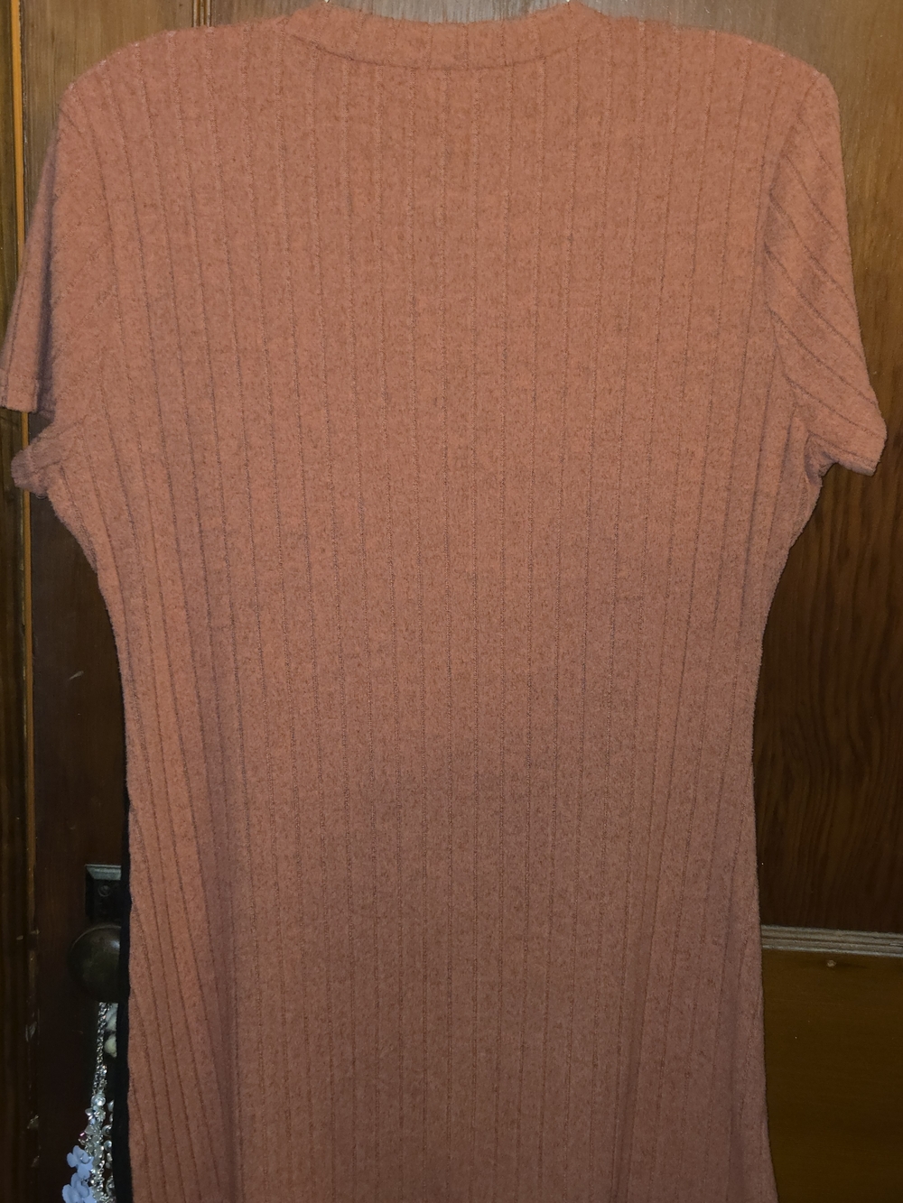 Button-Detail Ribbed Square-Neck Sweater Top - Rust Color - Picture 6 of 6